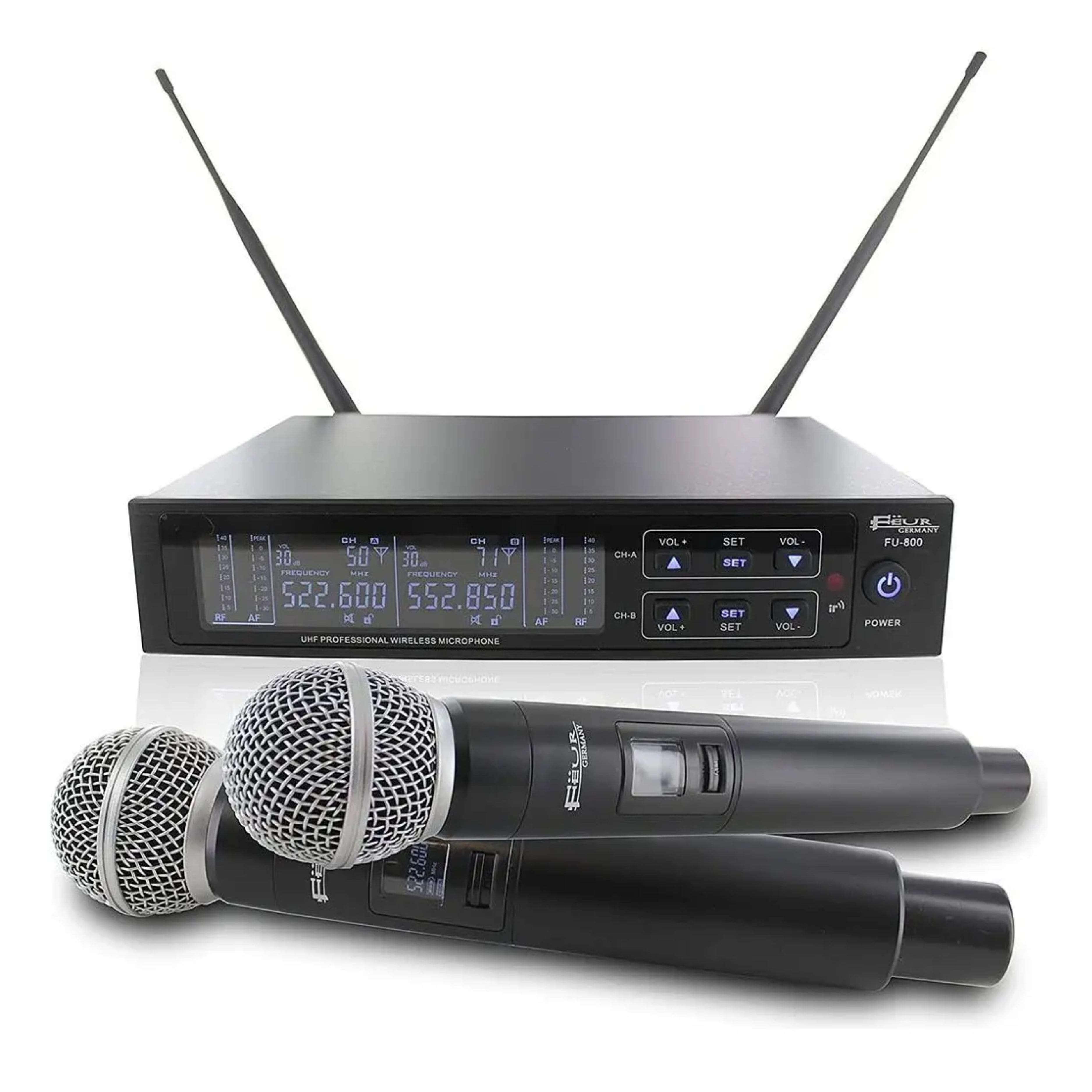 Microfono Inalambrico Uhf Dual Feur Profesional / Cardioide / Actuaciones en Vivo Uhf Profesional para Karaoke