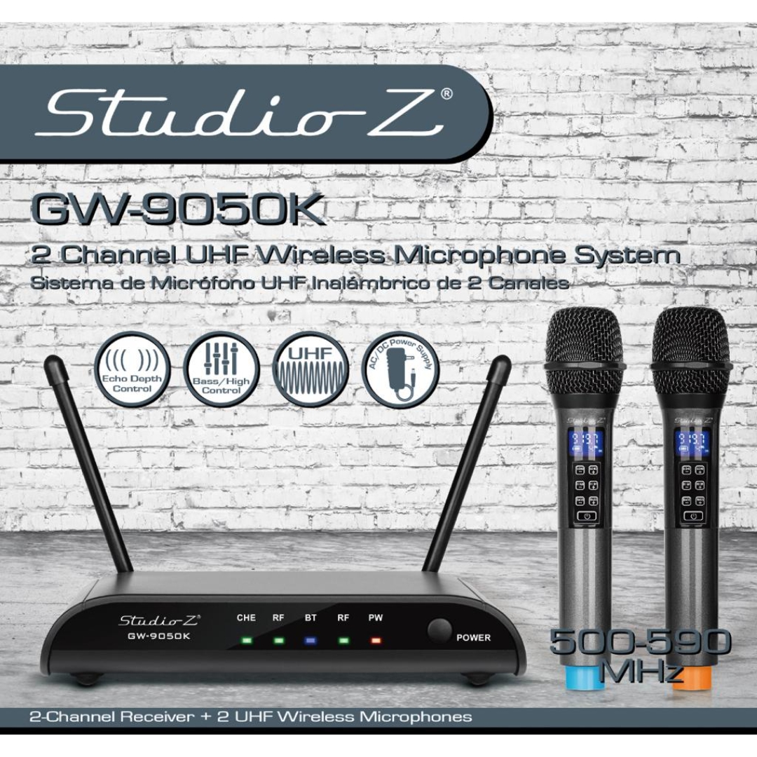  MICROFONO VHF 2 CANALES/ 2 MICROFONOS PANTALLA  Y TECLADO BATERIA RECARGABLE  