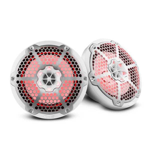 Corneta 8 Pulgadas 2VIAS 375W Marina Blanca DS18 LED RGB Integrado/ Par Rejilla Aluminio
